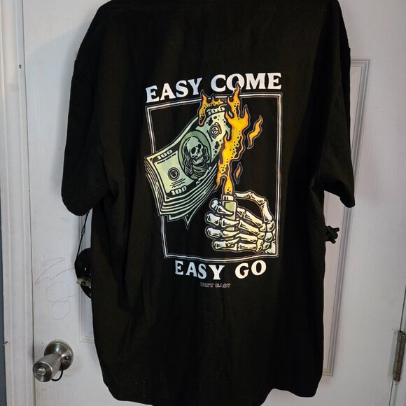 REST EASY EASY COME EASY GO BURNING MONEY MENS TEE - Picture 2 of 3